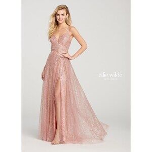 Ellie Wilde Glitter Grad Dress EW119001 Rose Gold